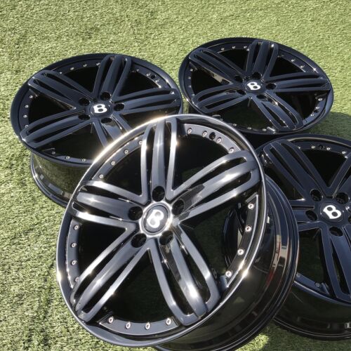 21″ Bentley Mulsanne Rims Wheels Stock OEM Genuine Black 2 Piece Factory Set 4